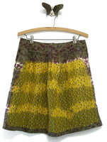 New Anthropologie Green Patchwork "Arashi Drenched Skirt" by Gregory, Size 10, Originally $170