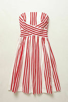 Archival Anthropologie Red & White Stripe "Regatta Dress" by Odille, Size XS / S, Originally $148
