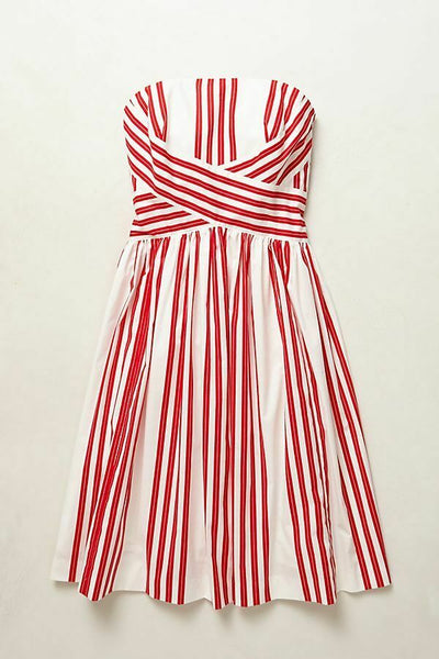 Archival Anthropologie Red & White Stripe "Regatta Dress" by Odille, S The Mustard Dandelion Archival Anthropologie Red & White Stripe "Regatta Dress" by Odille, S The Mustard Dandelion