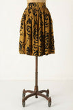 New Anthropologie Mustard Yellow & Black "Calligraphy Strokes Skirt" by Sariah, Size 2 / 4, Originally $118