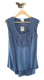 New Anthropologie Blue Crochet Lace "Pieced Lace Top" by Meadow Rue, Size 8, Originally $68