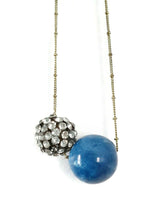 Anthropologie "Evolution Ball Necklace" with Marbled Blue Bead & Rhinestone Bead, Originally $38
