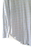 Gray & Light Blue Stripe Long Sleeve V-Neck Tee from The Gap, Size M