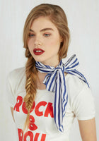 New Modcloth "Bow to Stern Scarf" Navy Blue & White Striped Scarf