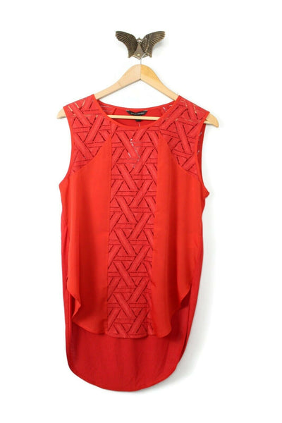 New Banana Republic Orange Red Sleeveless Lace Panel Tunic, Size S, Originally $59.50