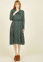 New Modcloth Green Geometric "Heart in the Right Workplace Shirtdress", Size M, Originally $75