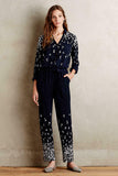 New Anthropologie Navy Blue Floral "Lakeshore Jumpsuit" by Lilka, Size S, Originally $138