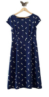 New Modcloth Navy Blue Milkshake Print "Agile Employee Dress" by Sugarhill Boutique, Size US 6 / UK 12, Originally $89