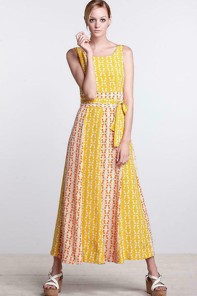New Anthropologie Yellow & Orange "Hummingbird Silk Maxi Dress" by Cha The Mustard Dandelion New Anthropologie Yellow & Orange "Hummingbird Silk Maxi Dress" by Cha The Mustard Dandelion