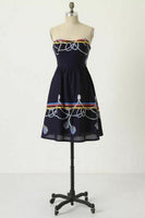 Anthropologie Navy Blue Nautical Print "Roped-In Dress" by Wakana Koike, Size 6, Originally $138