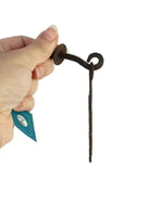 New Anthropologie Rust Metal Scroll Design Dangling Drawer Pull Knob, Originally $28