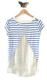 New Anthropologie Blue & Cream "Striped Splitback Top" by Bordeaux, Size XS / S, Originally $58