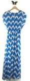 New Modcloth Blue & White Chevron Stripe "Miracle Maxi Dress", Size S / M, Originally $59.99