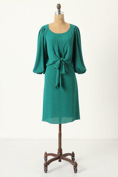 Anthropologie Green Chiffon Tie Front "Valparaiso Dress" by Maeve, Size 4, Originally $158