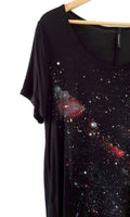 New Modcloth Black Star Print "From What I Can Galaxy Top", Size M