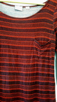 Anthropologie Red & Orange Striped "Reverie Tee" by Postmark, Size XS, Originally $68