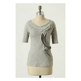 Anthropologie Gray Ruffled "Headwaters Tee" by Pilcro & the Letterpress, Size S, Originally $58