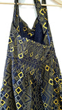 New Anthropologie Navy Blue & Yellow Geometric "Rhythmic Repetition Dress" by Edme & Esyllte, Size 8, Originally $158