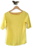 New Boden The Cotton Boatneck Pocket Tee in Yellow, Size 4
