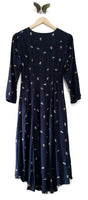 New Anthropologie Navy Blue Floral Print "Acadie Tie-Neck Dress" by Tylho, Size S, Originally $148