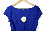 New Lindy Bop Retro Style Liberty Swing Dress in Sodalite Blue, Size UK 12 / US 8