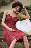 Anthropologie Red Lace "Summer Moon Dress" by Maeve, Size 6, Originally $188