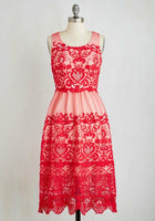 New Modcloth Coral Lace "I Prefer Your Loveliness Dress" by Doe & Rae, Size M, Originally $90