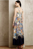 New Anthropologie Multi Color Paisley Print "Vizcaya Maxi Dress" by Maeve, Size 4, Originally $188