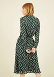 New Modcloth Green Geometric "Heart in the Right Workplace Shirtdress", Size M, Originally $75