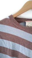 New Anthropologie Blue & Brown Striped Poodle Sweatshirt by Left Field, Size M, Originally $98