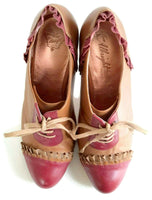 Anthropologie Wine Red "Bordeaux Ruffled Oxford Heels" by Miss Albright, Size 9.5, Originally $248