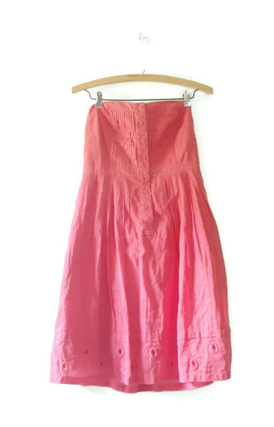 Anthropologie Pink Smocked Embroidered Eyelet Lace Dress by Maeve, Size 6