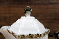 Antique 1800's-Era Milk Glass & Gold Creamer