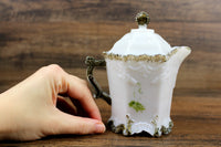 Antique 1800's-Era Milk Glass & Gold Creamer