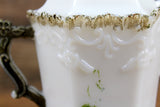 Antique 1800's-Era Milk Glass & Gold Creamer