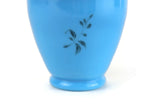 Antique Rare Victorian Hand-Painted Bristol Cerulean Blue Opaline Glass Vase