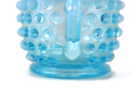 Vintage Fenton Aqua Blue Opalescent Hobnail Glass Sugar Bowl