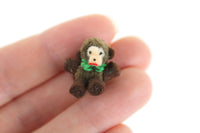 Artisan-Made Vintage 1:12 Miniature Plush Toy Monkey Signed by Artist
