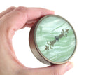 Vintage Art Deco-Style Green Celluloid & Clear Glass Vanity Jar or Makeup Jar