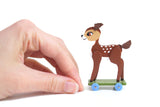 Artisan-Made Vintage 1:12 Miniature Dollhouse Wooden Deer Ride On Toy Signed by Clara R