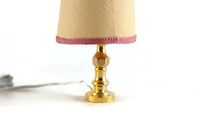 Artisan-Made Vintage 1:12 Miniature Dollhouse Working Floral & Brass 12V Plug-In Table Lamp
