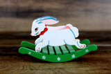 Artisan-Made Vintage 1:12 Miniature Dollhouse White Rabbit Rocking Chair Signed by Clara R