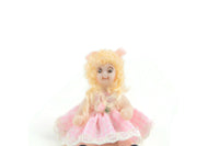 Artisan-Made Vintage 1:12 Miniature Dollhouse Porcelain Doll with Pink Dress