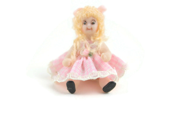 Artisan-Made Vintage 1:12 Miniature Dollhouse Porcelain Doll with Pink The Mustard Dandelion Artisan-Made Vintage 1:12 Miniature Dollhouse Porcelain Doll with Pink The Mustard Dandelion