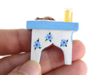 Vintage 1:12 Miniature Dollhouse White & Blue Breakfast Tray with Food