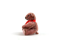 Artisan-Made Vintage 1:12 Miniature Dollhouse Pinkish-Brown Teddy Bear