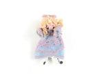 Artisan-Made Vintage 1:12 Miniature Dollhouse Doll in Blue & Purple Lace Dress