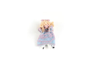 Artisan-Made Vintage 1:12 Miniature Dollhouse Doll in Blue & Purple Lace Dress