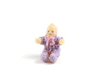 Artisan-Made Vintage 1:12 Miniature Dollhouse Baby Doll in Purple Crochet Outfit