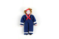 Artisan-Made Vintage 1:12 Miniature Dollhouse Poseable Boy Sailor Doll "John" by Maureen Thomas